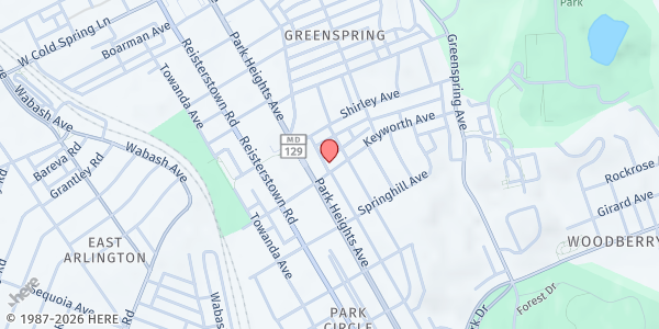 Map showing Gospel Messenger at 2610 Keyworth Avenue, Greenspring, MD