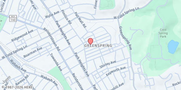 Map showing Outcast-Beacon Resource Center at 2620 Quantico Avenue, Greenspring, MD