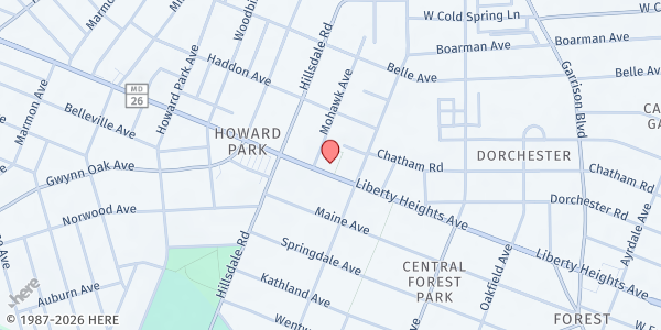 Map showing All Saints Food Pantry - Food Distribution Center at 4408 Liberty Heights Avenue, Gwynn Oak, MD