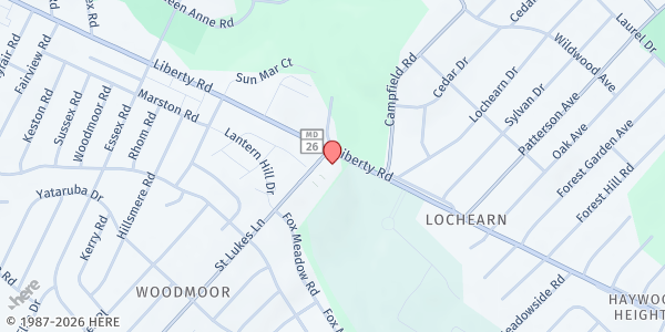 Map showing Epworth United Methodist Chapel at 3317 St. Luke's Lane, Gwynn Oak, MD