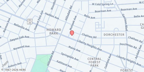 Map showing New All Saints Church Food Pantry at 4408 Liberty Heights Avenue, Gwynn Oak, MD