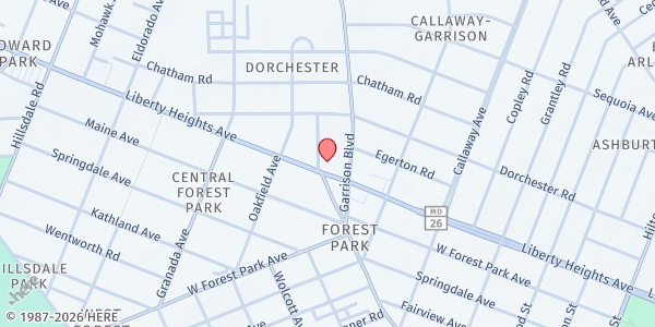 Map showing St. Mark's UMC/Bread of Life at 3900 Liberty Heights Avenue, Gwynn Oak, MD