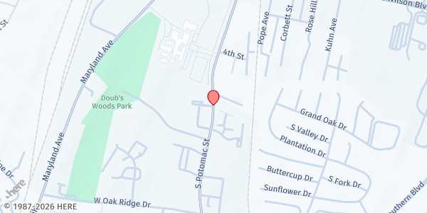 Map showing Battlefield Bible Church at 7708 Sharpsburg Pike, Hagerstown, MD