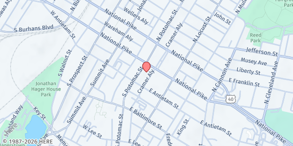 Map showing Bridge of Life at 14 South Potomac St., Hagerstown, MD