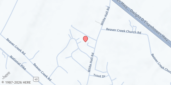 Map showing Church of Christ at 10014 White Hall Road, Hagerstown, MD