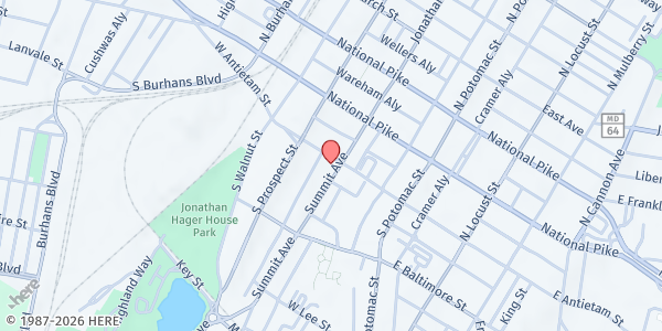 Map showing Community Action Council at 101 Summit Avenue, Hagerstown, MD