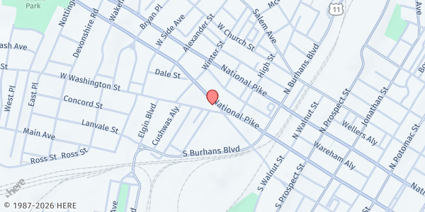 Map showing Community Food Bank - Hagerstown at 601 Washington Avenue, Hagerstown, MD