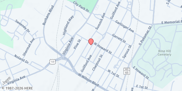 Map showing Emmanuel United Methodist Church - Summit Suppers at 802 Summit Avenue, Hagerstown, MD