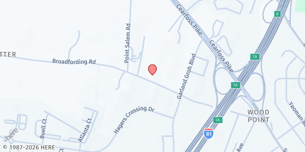 Map showing Evangel Baptist Church at 17922 Broadfording Road, Hagerstown, MD