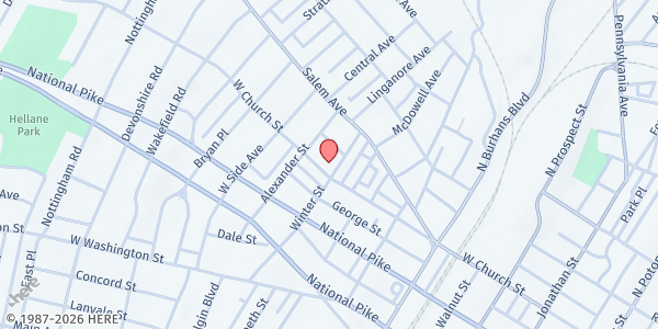 Map showing Grace Church at 712 West Church Street, Hagerstown, MD