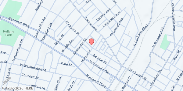 Map showing Grace United Methodist at 712 West Church St., Hagerstown, MD