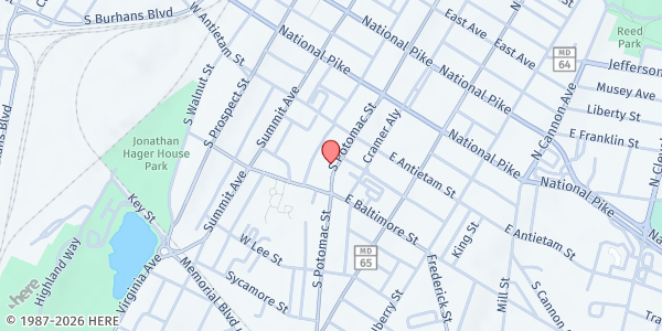 Map showing Lydia's Closet, St John's Lutheran Church - Education Building at 141 South Potomac Street, Hagerstown, MD