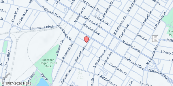 Map showing Mt. Hope, Inc. - Food Pantry Distribution at 25 Summit Avenue, Hagerstown, MD