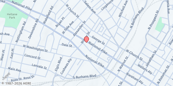 Map showing N.O.R.M.A.L. Food Pantry at 625 West Franklin St., Hagerstown, MD