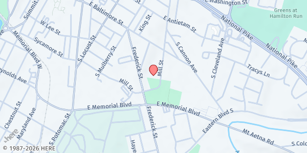 Map showing OCA Food Pantry at 265 Mill St., Hagerstown, MD