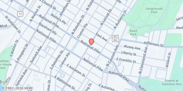 Map showing Otterbein UMC - Mobile Drops at 108 East Franklin Street, Hagerstown, MD