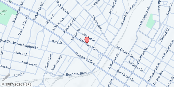 Map showing Salvation Army - Hagerstown at 524 West Franklin Street, Hagerstown, MD