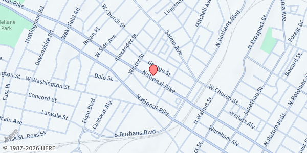 Map showing The Salvation Army - Hagerstown at 534 W. Franklin St., Hagerstown, MD