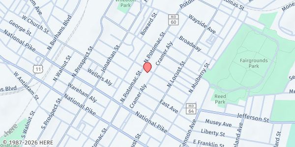 Map showing Trinity Lutheran Church at 15 Randolph Avenue, Hagerstown, MD