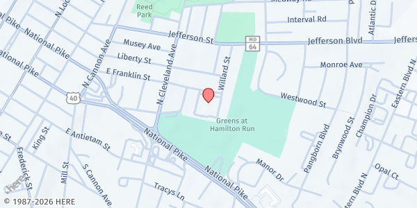 Map showing Washington County Commission on Aging - Hagerstown at 535 East Franklin Street, Hagerstown, MD
