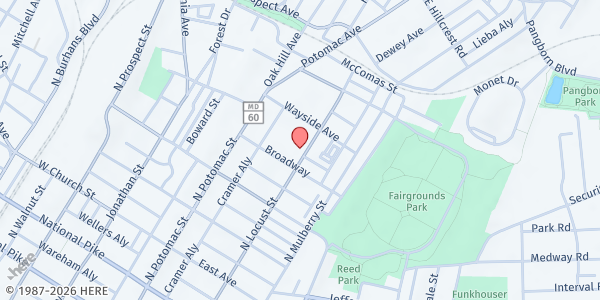 Map showing Wells House Inc - Main Location at 519 North Locust Street, Hagerstown, MD