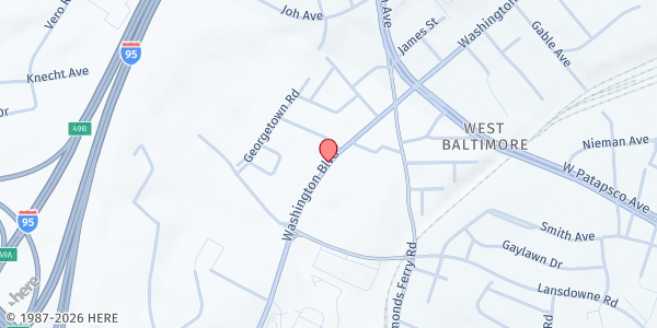 Map showing St Clement Catholic Church (Lansdowne Interfaith Food Pantry) at 2700 Washington Boulevard, Halethorpe, MD