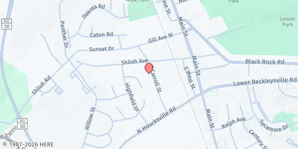 Map showing Northeast Social Action Program at 1046 S. Carroll St., Hampstead, MD