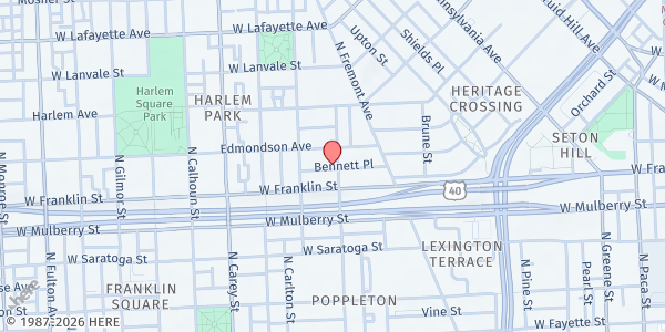 Map showing The Tree of Life Bible Church at 516 North Schroeder Street, Harlem Park, MD