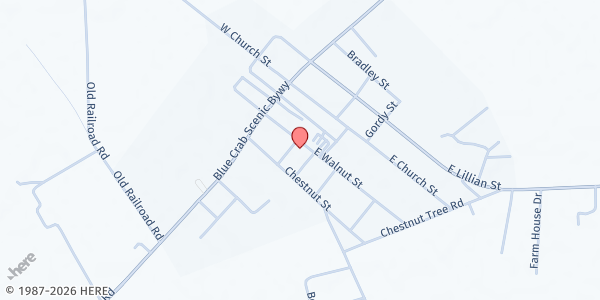 Map showing Hebron Community Kitchen - St. Paul's United Methodist Church at 204 East Walnut Street, Hebron, MD