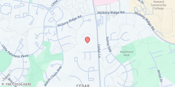 Map showing Mt. Pisgah AME Church at 5901 Cedar Fern Court, Hickory Ridge, MD