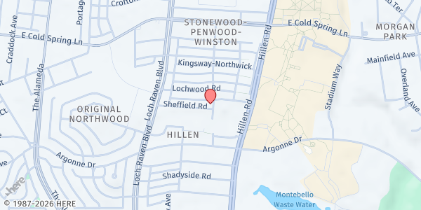 Map showing Face Baltimore, Inc. - Hillen at 1564 Sheffield Road, Hillen, MD