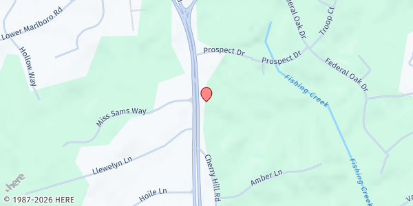 Map showing Chesapeake Cares Food Pantry at 6045 Solomons Island Rd, Huntingtown, MD