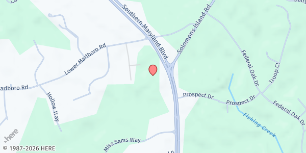 Map showing First Lutheran Church at 6300 Southern Maryland Blvd., Huntingtown, MD
