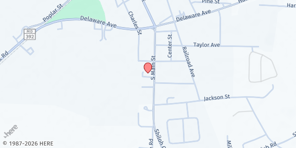 Map showing Hurlock United Methodist Church - Food Distribution Center at 502 South Main Street, Hurlock, MD