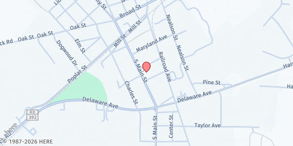 Map showing Saint Andrews Episcopal Church - Food Distribution Center at 303 S Main St, Hurlock, MD