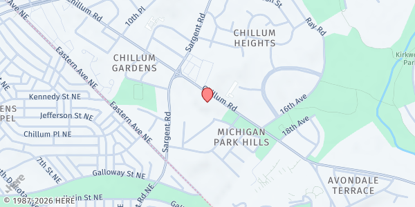 Map showing Church of the Living God - Good Samaritan Food Pantry at 1417 Chillum Rd, Hyattsville, MD