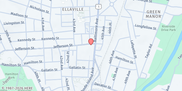 Map showing Crossover Church at 5340 Baltimore Ave, Hyattsville, MD