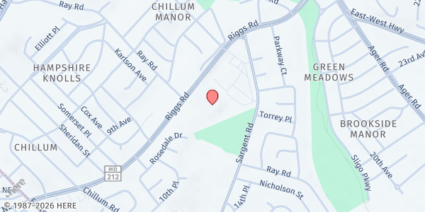 Map showing Metropolitan SDA Church at 6303 Riggs Rd, Hyattsville, MD