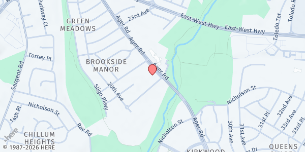 Map showing Mount Rainier Seventh Day Adventist Spanish Church at 6012 Ager Road, Hyattsville, MD