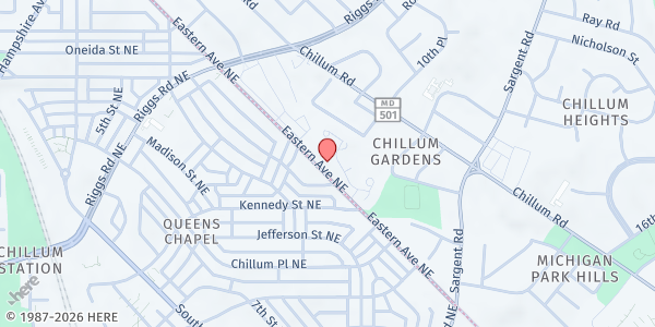 Map showing Shiloh Church of God 7th Day at 5701 Eastern Ave, Hyattsville, MD