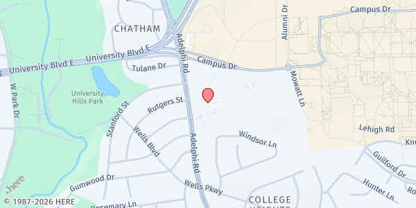 Map showing St. Mark The Evangelist Catholic Church at 7501 Adelphi Road, Hyattsville, MD