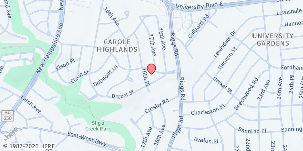 Map showing Turner AME Church at 7201 16th Place, Hyattsville, MD