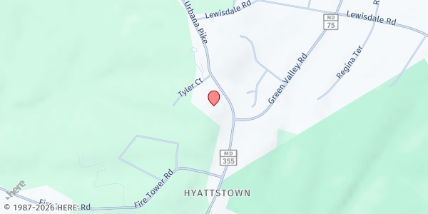 Map showing New Hope Christian Church at 10097 #10 Tyler Court, Ijamsville, MD