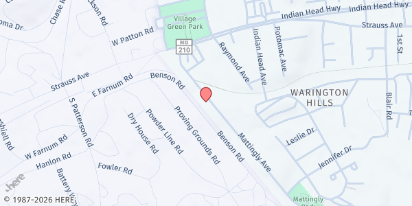 Map showing St. Mary's Star of the Sea at 30 Mattingly Avenue, Indian Head, MD