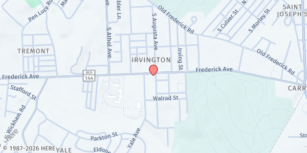 Map showing Catholic Charities – My Brother's Keeper (MBK) at 4207 Frederick Avenue, Irvington, MD