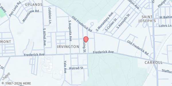 Map showing Pleasant Grove Food - Irvington at 214 South Loudon Avenue, Irvington, MD