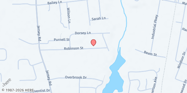 Map showing Pearl's Pantry at 411 Robinson St., Jersey Heights, MD