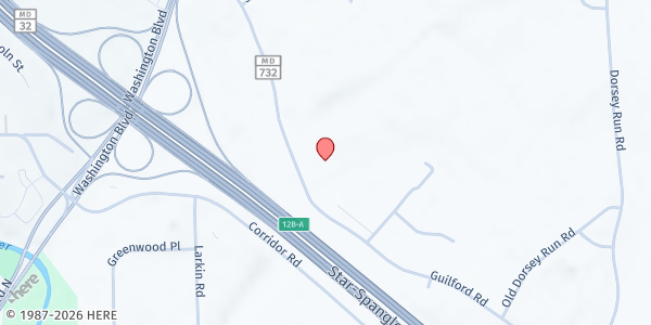 Map showing Solomons Porch Worship Center, Food Pantry at 10545 Guilford Road , Suite 104, Jessup, MD