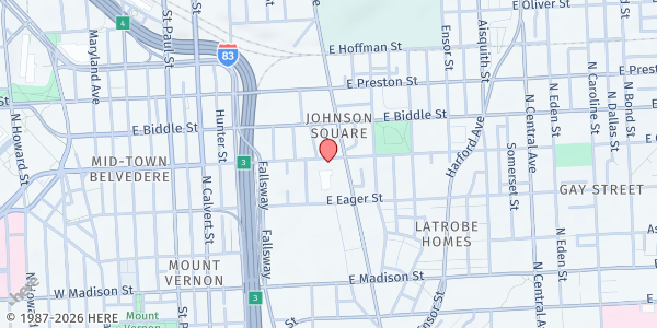 Map showing Mary Elizabeth Lange Center at 601 East Chase Street, Johnston Square, MD