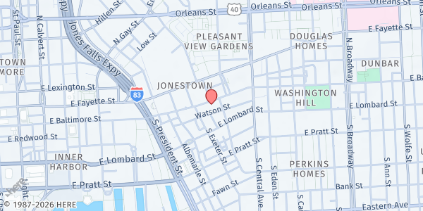 Map showing Helping Up Mission Inc. - Jonestown at 1029 East Baltimore Street, Jonestown, MD